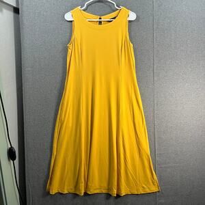 Susan Graver Every Day Petite Liquid Knit Midi Dress Canyon Yellow, Petite Small